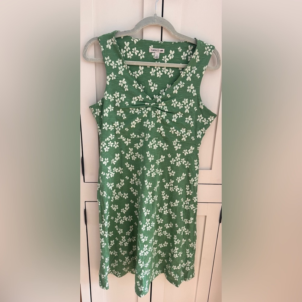 Toad&Co Green Floral Twist Front Dress w/ Pockets Size Small